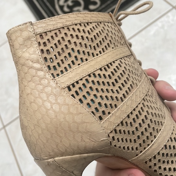 Joie Laser Cut Suede and snake skin Trimmed booties. - Picture 15 of 16